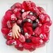 Zombie Crossing Body Parts Halloween Red Deco Mesh Wreath (60% OFF Sale)
