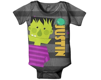 Halloween Baby Onesie, Personalized Frankenstein Costume