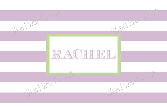 Lilac and White Stripe Personalized Placemat Il_570xn