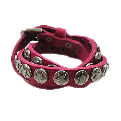 Punk Bracelet Pink Leather Bracelet  Buckle Bracelet  Leather Bracelet Cool Bracelet Mens Bracelets unisex Bracelet Womens Bracelet 954S