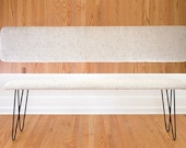 Natural Wool Upholstered Mid Century Hairpin Bench