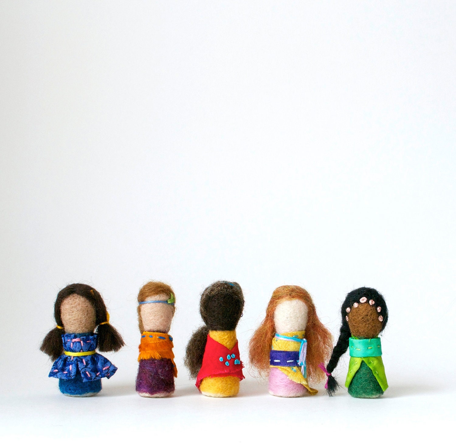 Personalized Worry Dolls. Customizable One of a Kind Needlefelted Dolls - Set of 5