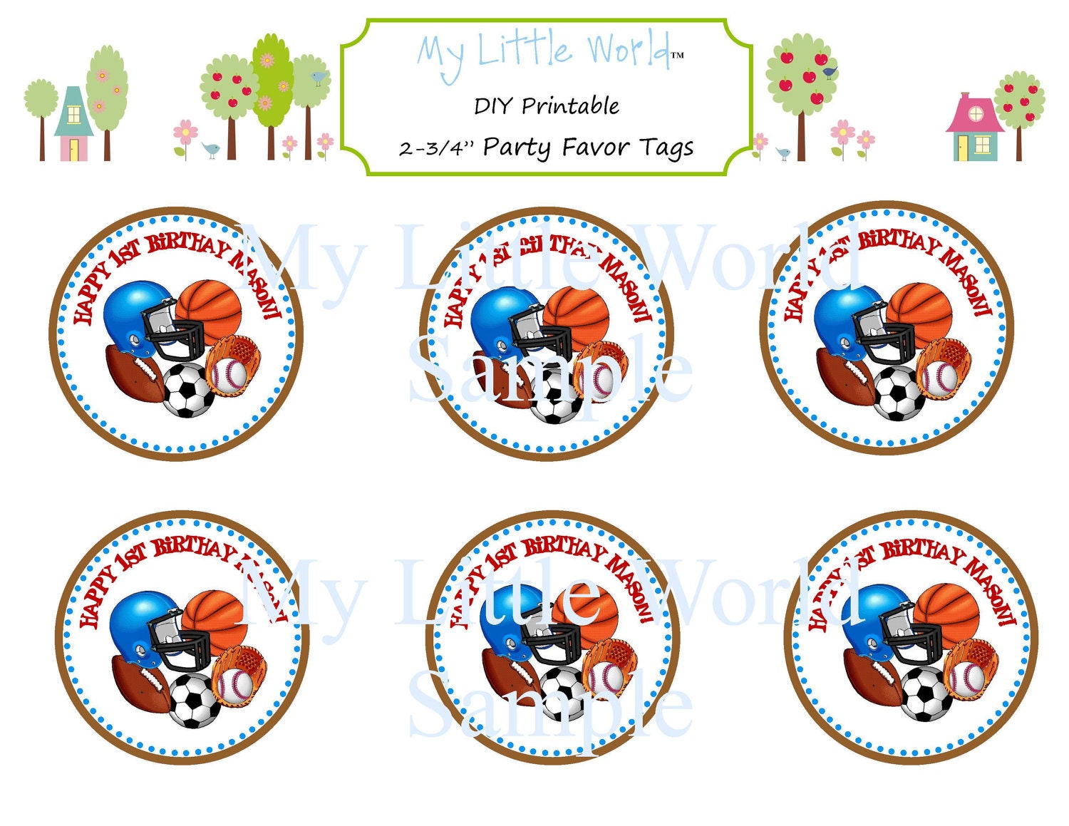 SPORTS gift tags used for birthday or baby shower tags Il_570xn
