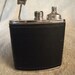 Vintage Black Leather Covered Stainless Steel Liquor Flask with Funnel Mint Condition Mad Men Only 12 USD