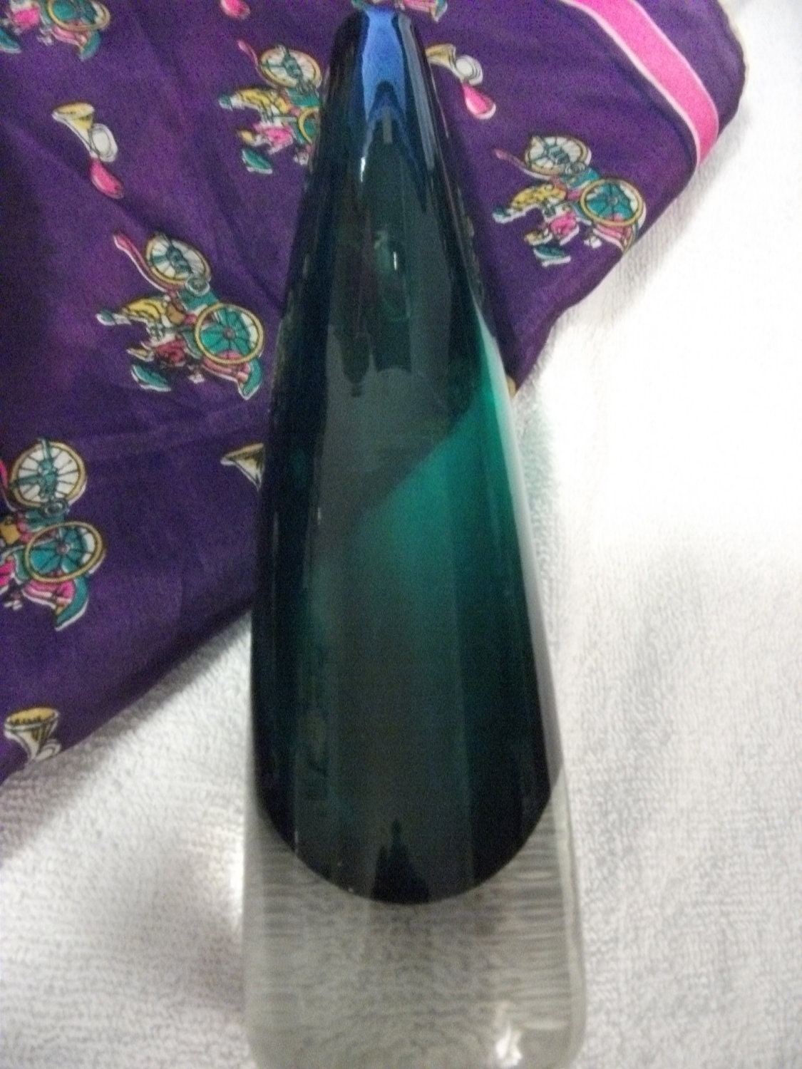 Vintage Hand Blown Art Glass Vase Deep Teal Color possibly Whitefriars Only 12 USD