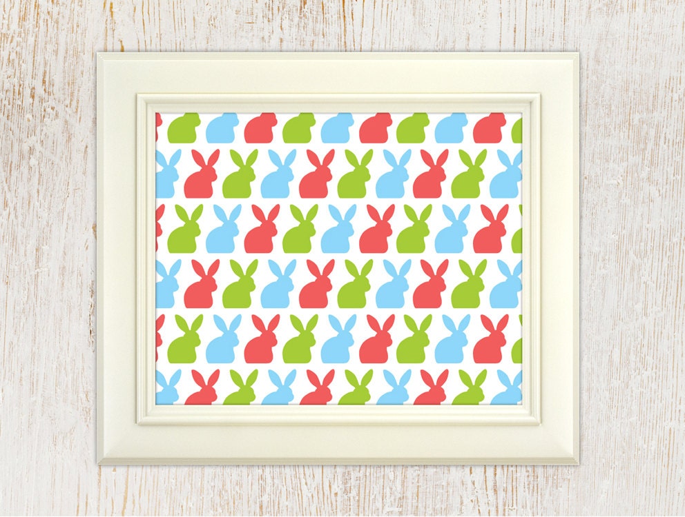 Digital File Rabbits Kids Room Decor Printable Poster, Nursery Wall Art 10"X8"