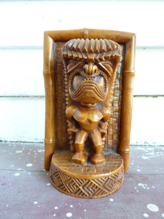 Cocojoe's Hapa-Wood Tiki  Bookend, Angry Face, Ku Tiki