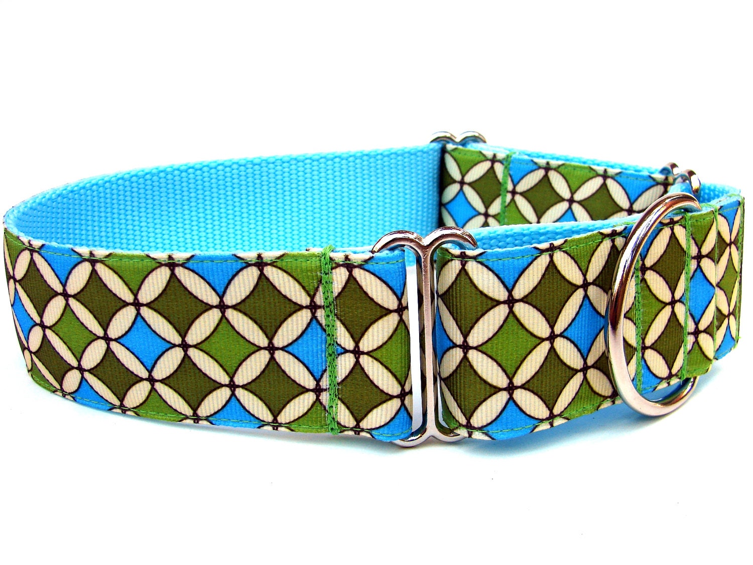 Green and Blue Martingale Collar 1.5" Martingale Dog Collar