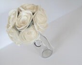 Fabric Flower Wedding Bouquet - Ivory, Pearls