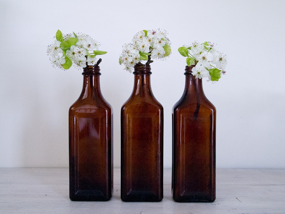 vintage amber apothecary amber glass bottles