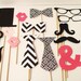 Chevron Wedding Photo Booth Props - Damask Photo Props - Ampersand 15 Piece Black and White Photo Prop Set