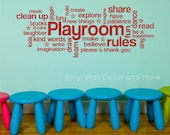 Playroom Rules Cloud Art Vinyl Decal