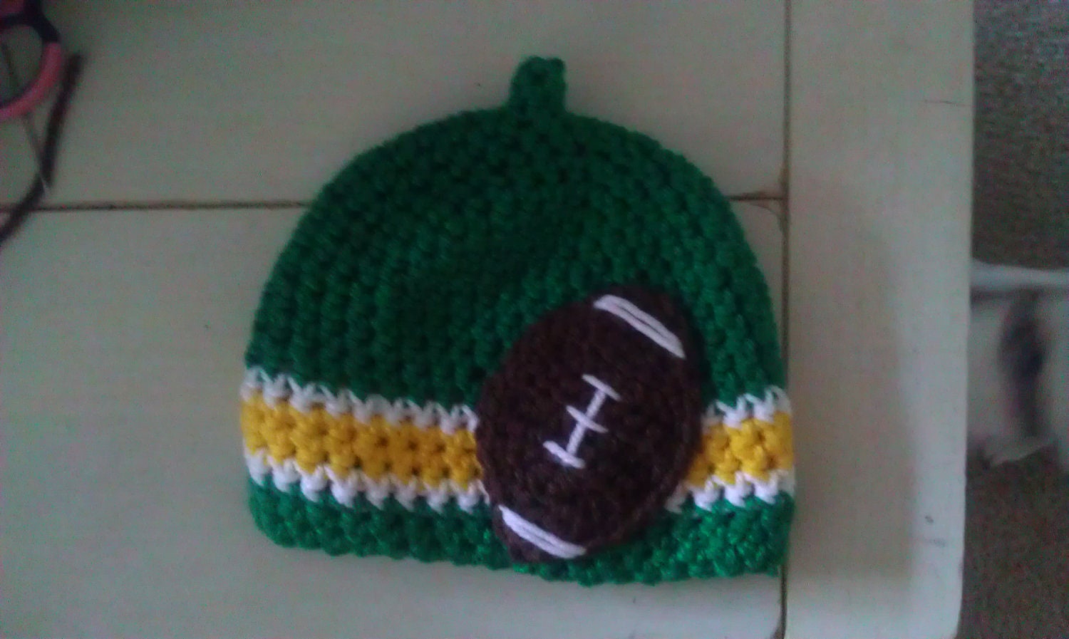Green  Bay Packers Oregon Ducks Football Nub Tip Beanie  (sizes newborn - toddler) - can be made in any COLOR for any TEAM