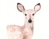 Fawn/Deer/Tan/Cream/Beige/Brown / Archival Watercolor Print - kellybermudez