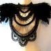 Steampunk jewelry black textile statement collar corset  top with double layer feather epaulettes epaulets LAST ONE Burning Man