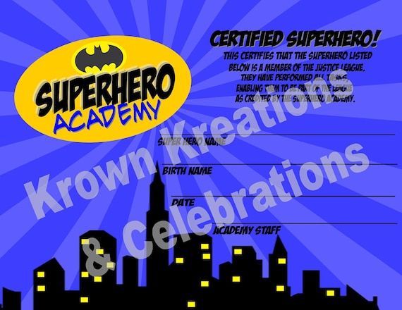 Superhero Certificate Printable