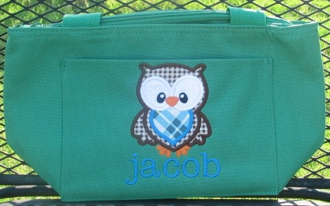 Personalized Applique OWL Lunch Tote
