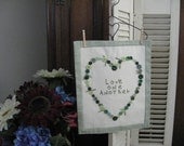 Button Heart Wall Hanging Love One Another Saying Green Sage Check Home Decor