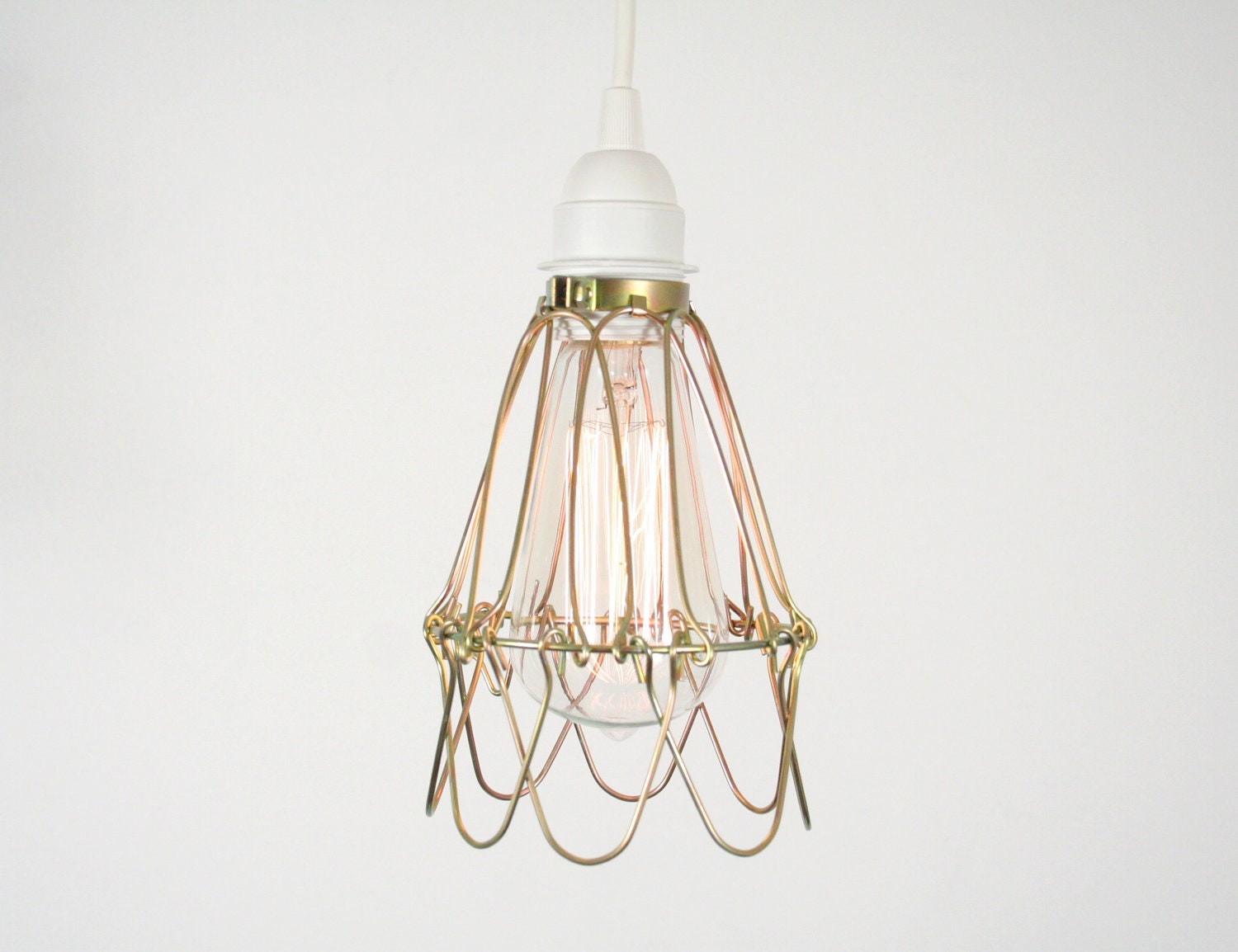 Industrial Cage Hanging Lamp Bronze- Industrial Hanging Lamp, Antique Edison Bulb, Black Cage Lamp, Rustic Lighting