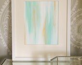 8"x10" (flat) Canvas Painting- Ikat: Mint & Gold