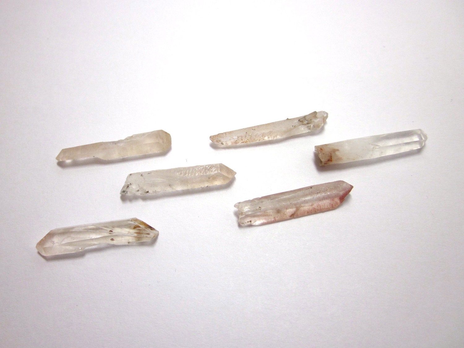 Tibetan Pink Quartz Points 28mm - 31mm Lot of 6 Raw Crystals (Lot No. 1096)