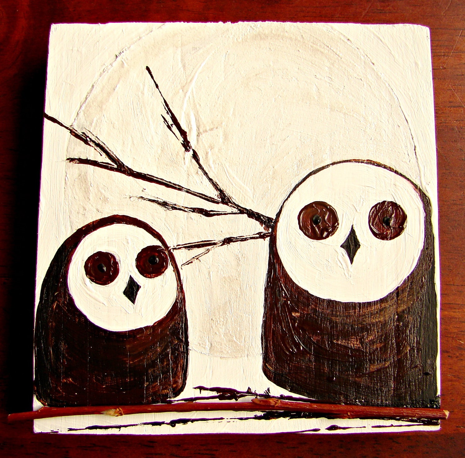 Home Decor, Wall Decor, Office Decor, Barn Owl Wall Art, Home Decorating-Owl Decor-Mini Art Painting, Mini Barn Owls, Nursery Art