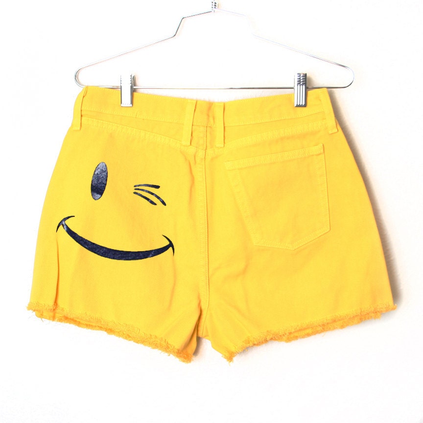 Smile Frayed Denim Shorts