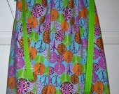 Toddler Girls Pillowcase Dress -Peace Animal Print- Blue Pink Green-Ready to Ship-Size 3T - OOAK