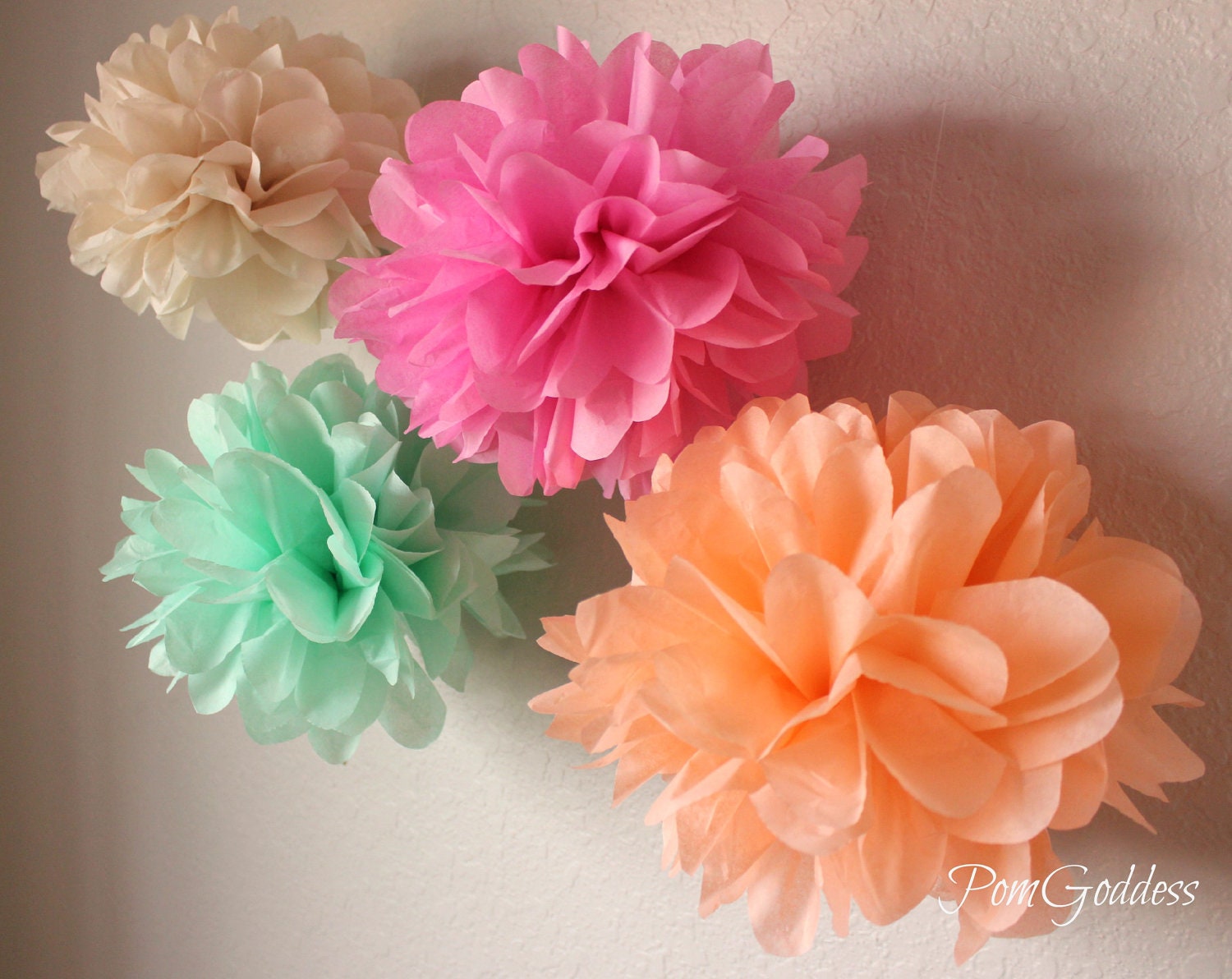 SALE Ice Cream birthday Tissue Paper Poms set of 10 Il_570xn