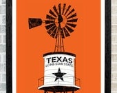 Texas state water tower poster - 11 X 16