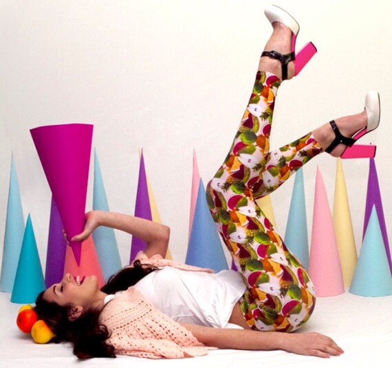 Printed Leggings - Tutti Frutti print leggings - M/L - Uptightso