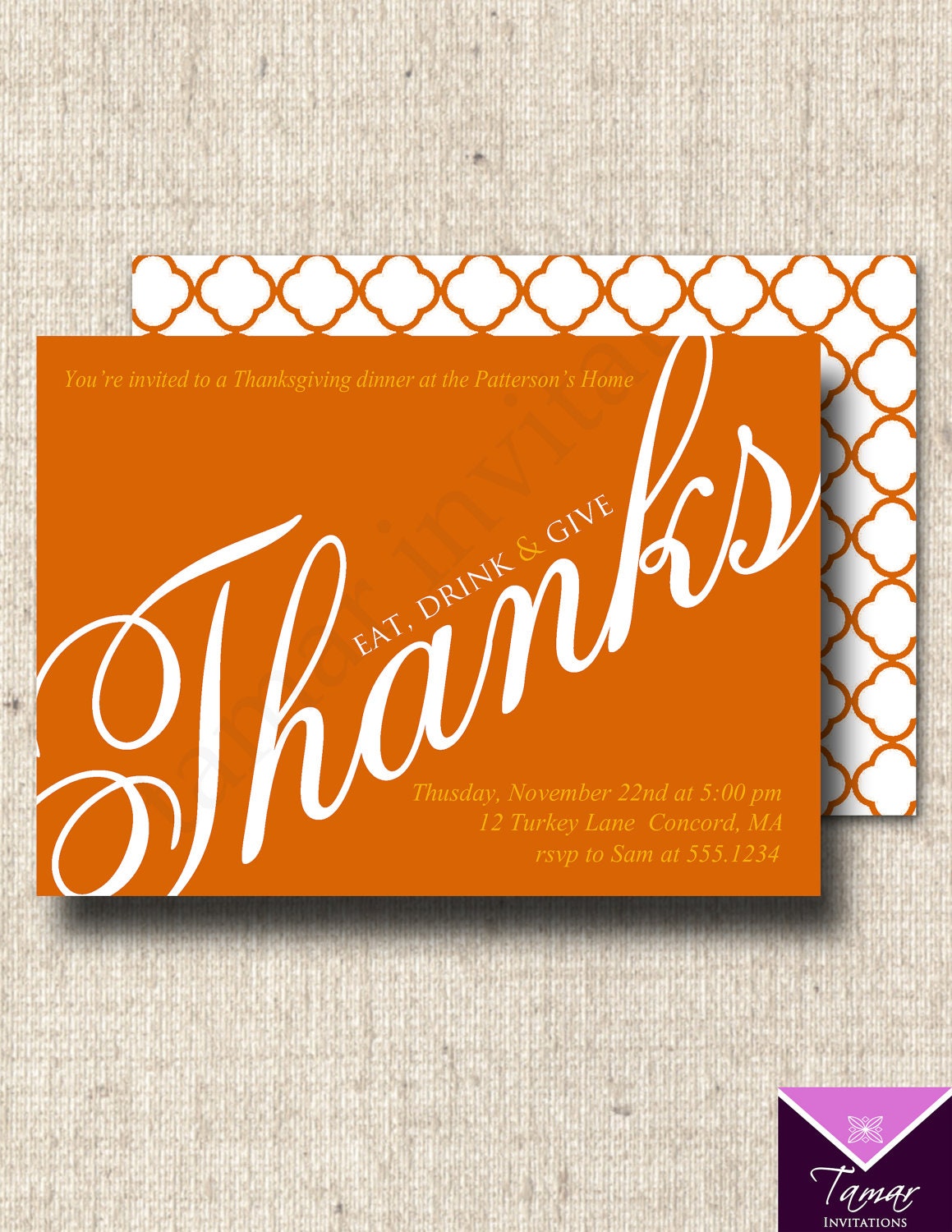 Printable Thanksgiving Dinner Party Invitation - Give Thanks Il_570xn