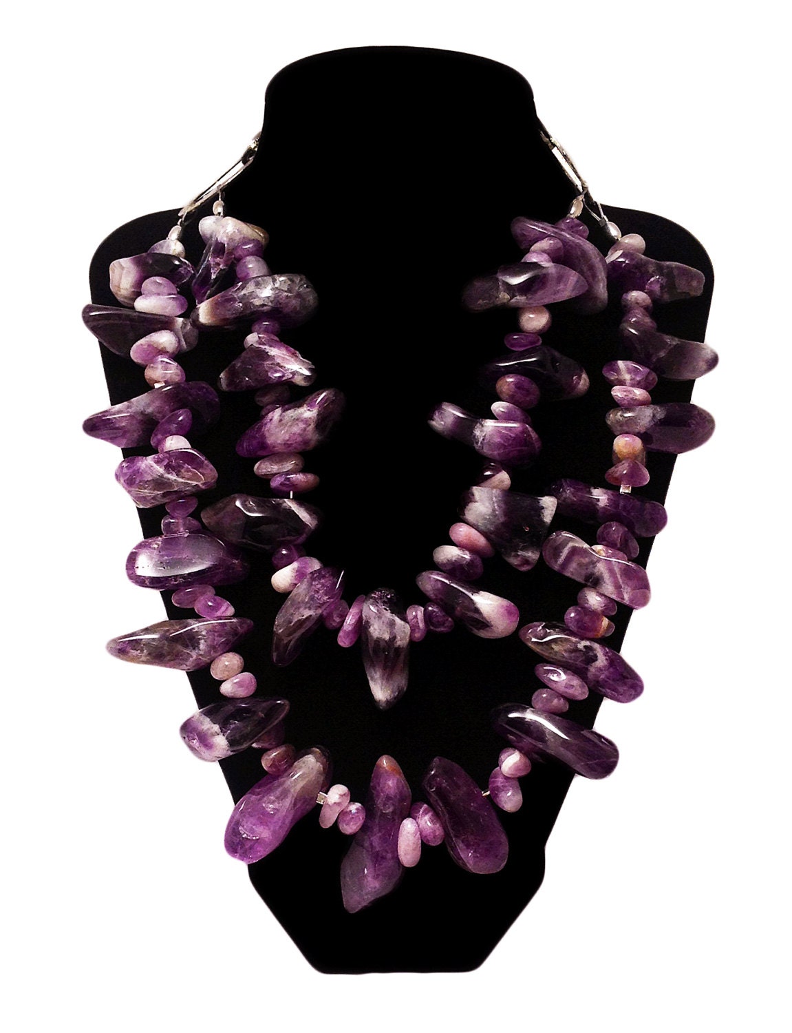 GEMSTONE, AMETHYST, Statement Necklace, Purple, Lavender, Bold, Chunky, Genuine, Sparkle, Jewelry by Jessica Theresa