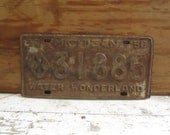 Vintage License Plate Michigan 1958 Rusty Rusted Rust Old Distressed Salvaged Metal Antique License Plate