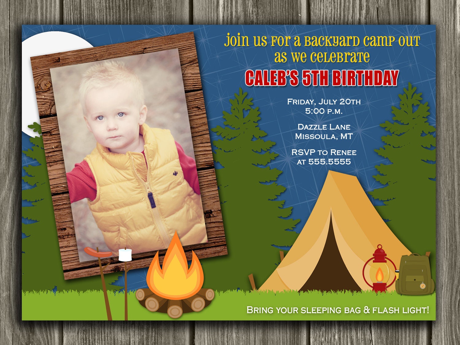 Camping Birthday Invitation