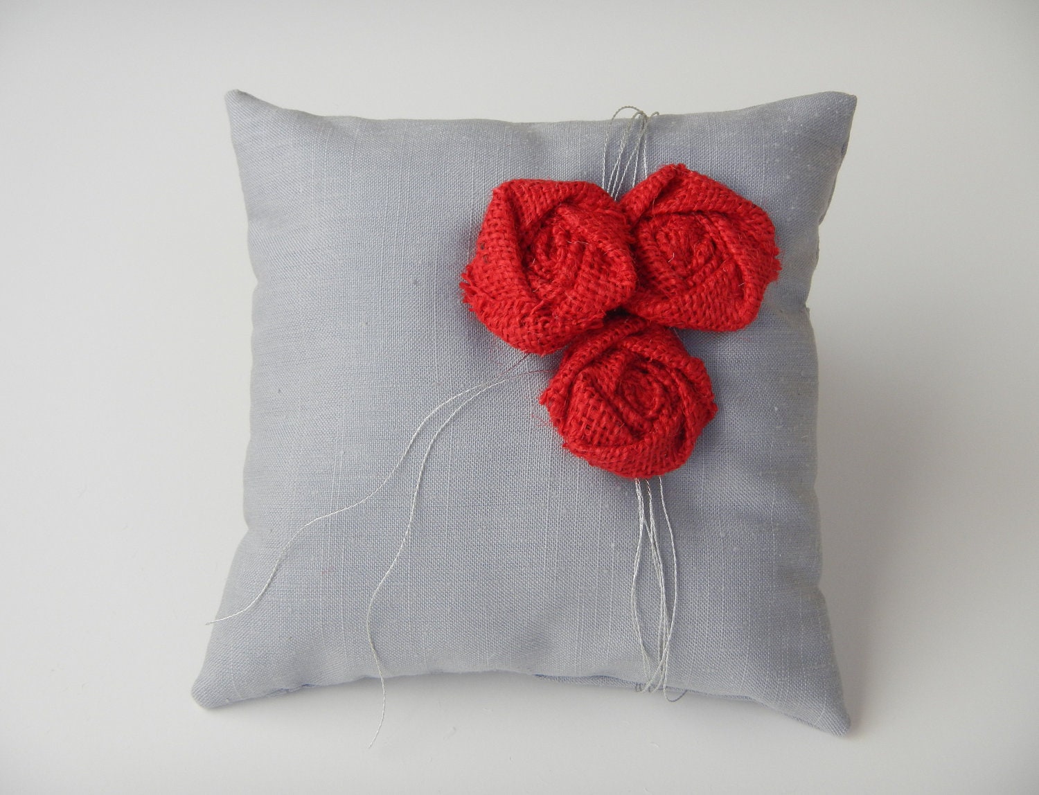 Silver and Red Ring Bearer Pillow