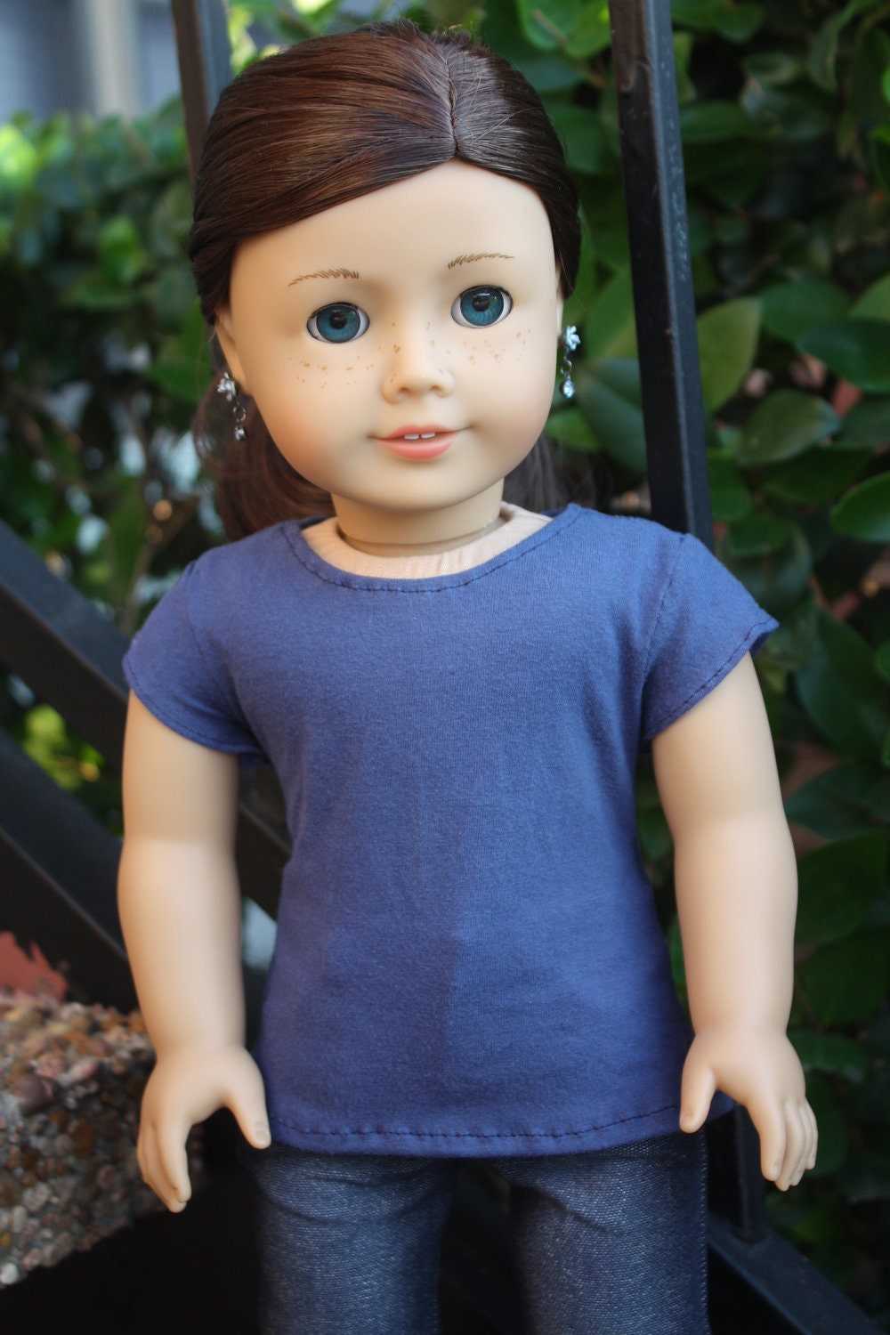 Plain Blue Tee Shirt for American Girl Dolls