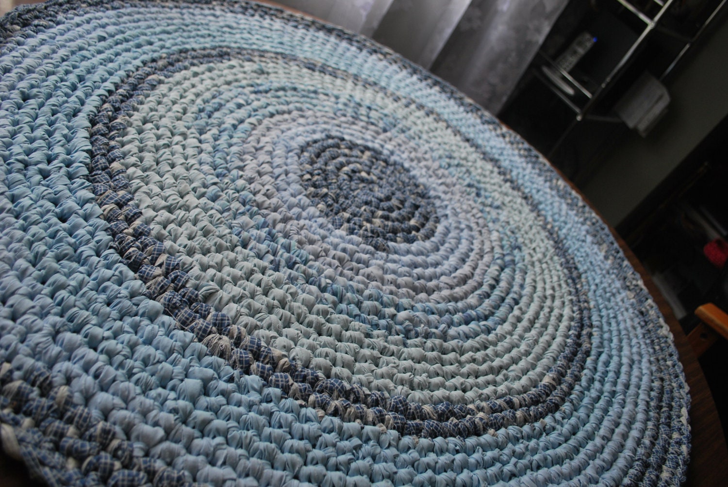Blue handmade circle rug - irynabat25