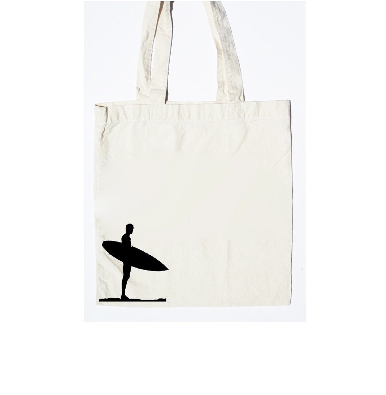 Medium Tote Bag // Work, School, Shopping, Everyday Tote // 15" x 15" // Original Surfer Design// Natural Cotton Canvas // Reusable