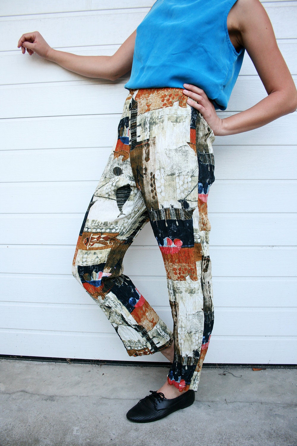 Vintage 80s Abstract Ethnic Print Parachute Pants by BoBoVintage