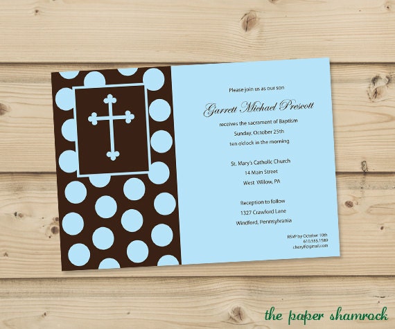Polka dot, First Communion Invitations, Baptism Invitations, Christening Invitations Il_170x135
