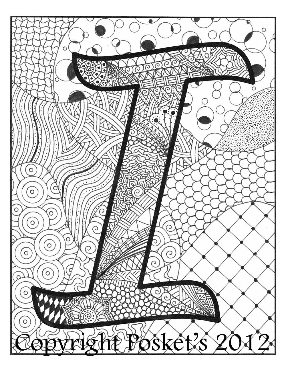 Letter I Monogram / / Art Print / / 8 x 10