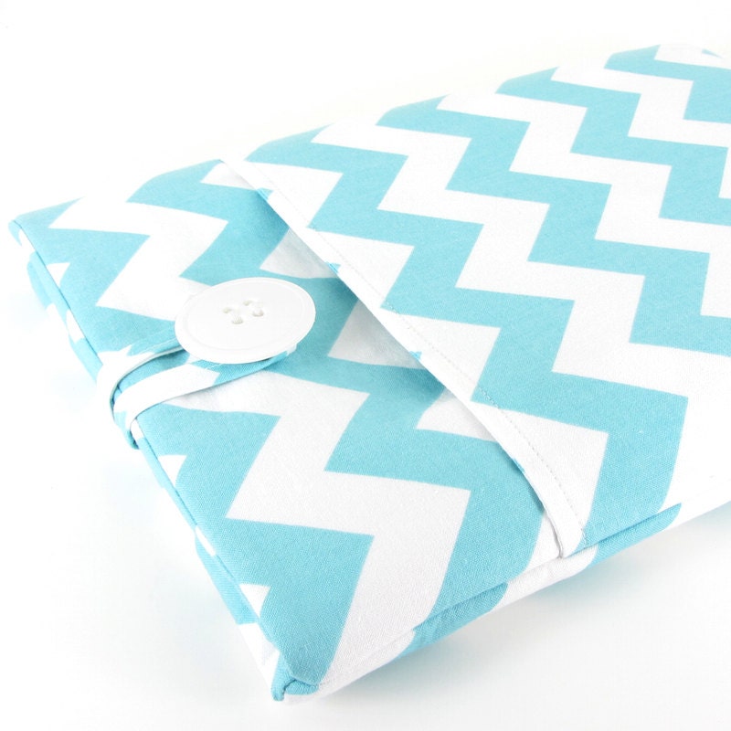 MacBook Air Case, MacBook Air Sleeve, MacBook Air 13 Case, MacBook Air 13 Sleeve, 13 Inch - White Aqua Chevron.