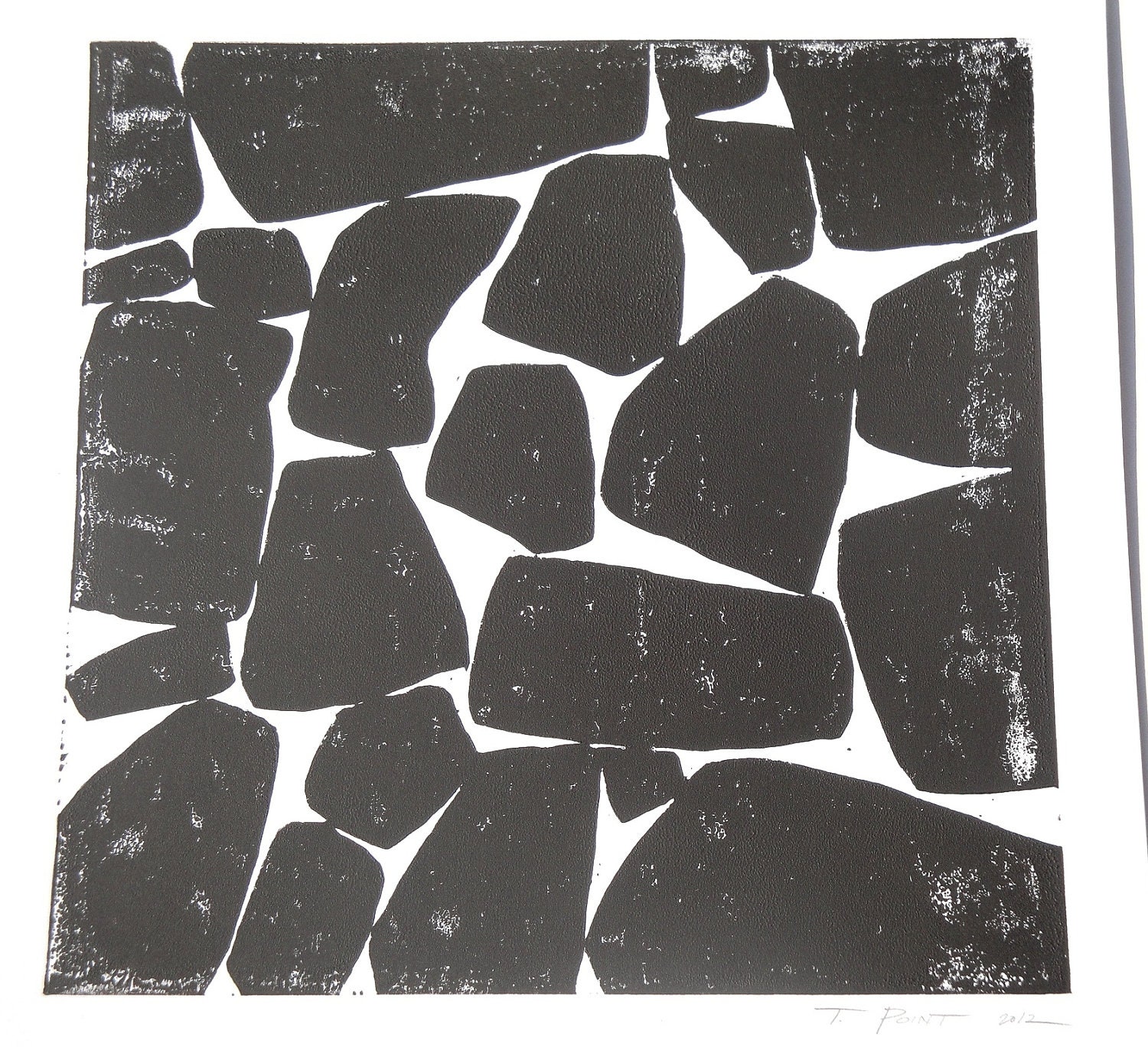 LIMITED EDITION Modern Contemporary, Organic Forms Linocut Art Print / 12 x 12 Home Decor / Black and White