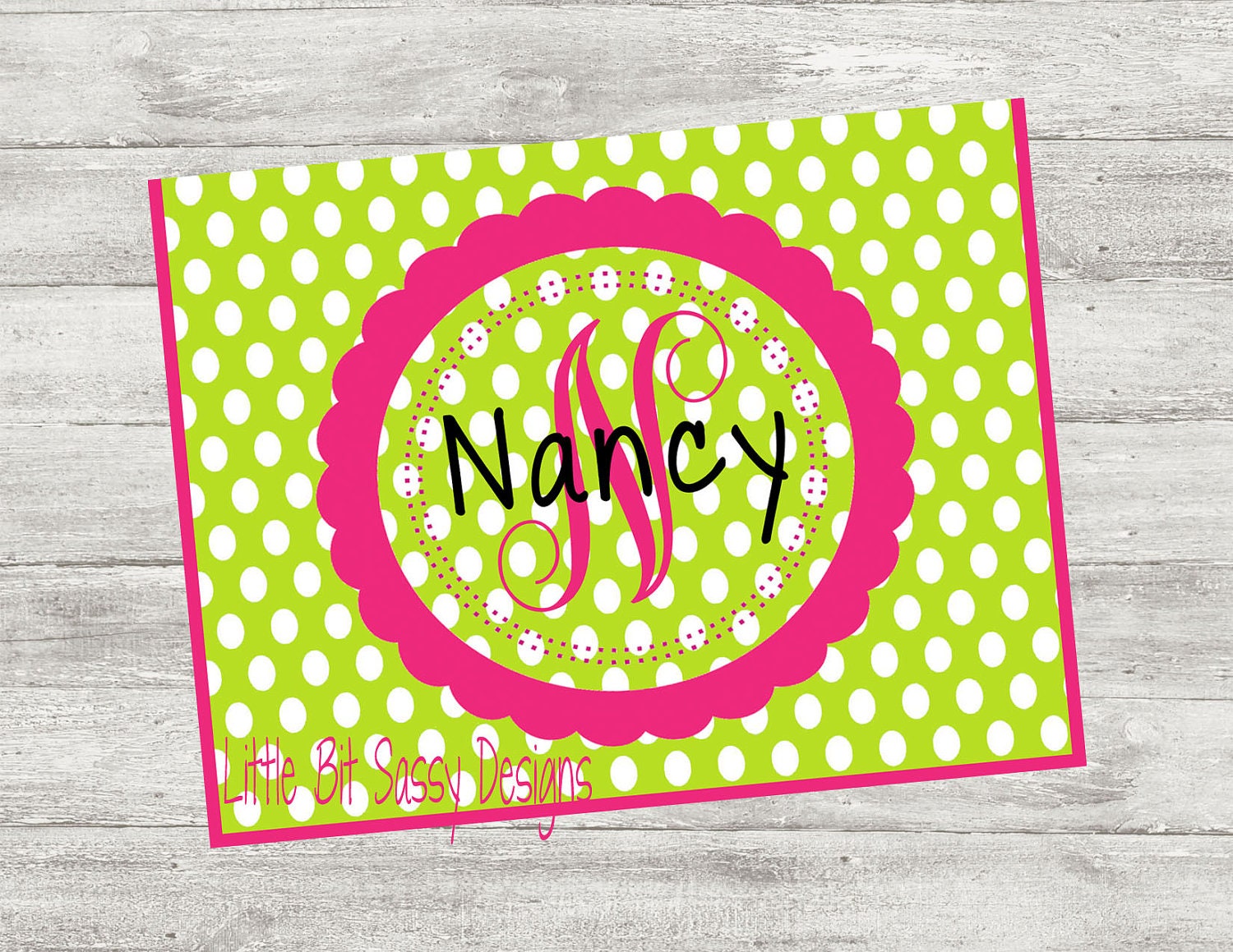 Thank You Notecards Preppy Pink Green Polka Dots Folded Note Card Printed w envelopes