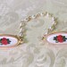 Vintage Pearl Sweater Guard Red Rose Faux Pearl Chain