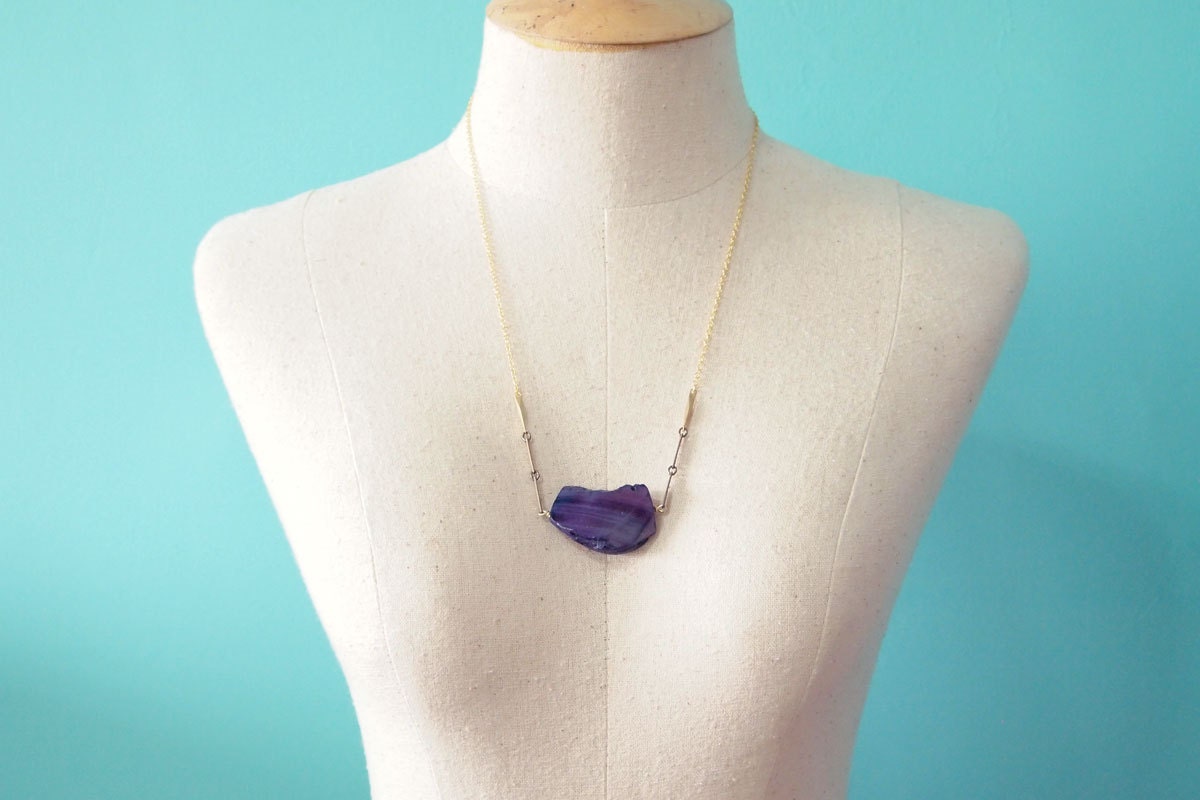 Statement Necklace : Autumn Fashion - Raw Agate Necklace, gifts for her