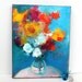 Colorful Contemporary Abstract Floral Painting on Small Canvas "Summer Symphony"