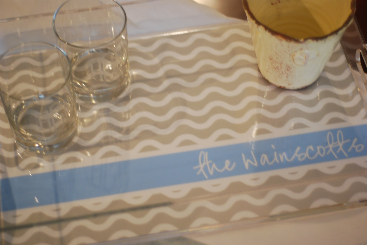 Rectangular Personalized Lucite Tray 11"x17"