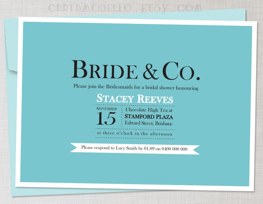 Bridal Shower Tiffany Invitation (Printable): "Bride and Co."